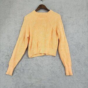Free People Womens Ribbed Knit Sweater XS Orange Mock neck Pullover 28CT